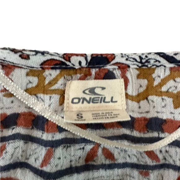 Oneill Printed Romper Bell Sleeves Wrap V Neck Adjustable Waist Tassels Size S - Picture 16 of 17